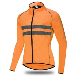 Cycling Jacket Mens Waterproof High Visibility Cycling Jerseys Lightweight Breathable Running Jacket, MTB Windbreaker Reflective Bike Clothing for Mountain Bike Sports,Orange,XL
