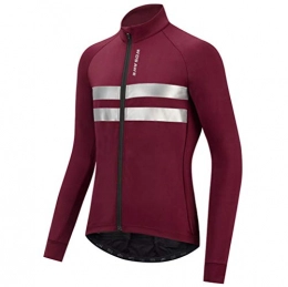 RJHY Clothing Cycling Jacket Mountain Bike Riding Fleece Cold And Warm Jacket Long-Sleeved Cycling Jersey Jacket Jacket Cycling Jersey with Reflective Strips, Red, L