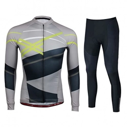 Smiuop Clothing Cycling Jacket Set Unisex, Cycling Jerseys Suits, Women's Long Sleeve Polyester Cycling Clothing with Thermal Lining and Riding Pants, for MTB Road Bike Sportswear Set (Color : A, Size : L)