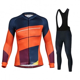 Smiuop Clothing Cycling Jacket Set Unisex, Cycling Suits Set, Women's Winter Long Sleeve Polyester Cycling Jerseys with Thermal Lining and Riding Pants, for MTB Road Bike Sportswear Kit (Color : B, Size : XL)