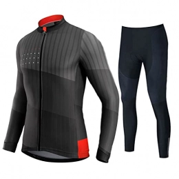 Smiuop Clothing Cycling Jacket Set Unisex, Men's Long Sleeve Cycling Clothing Suits, Winter Thermal Cycling Jerseys with Polyester Lining and Riding Pants Set, for MTB Road Bike Sportswear (Color : A, Size : M)