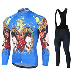 Smiuop Clothing Cycling Jacket Set Unisex, Men's Long Sleeve Cycling Clothing Suits Winter Thermal Polyester Riding Cycling Jersey MTB Road Bike Breathable Sportswear Set（Top+Pants） (Color : B, Size : S)