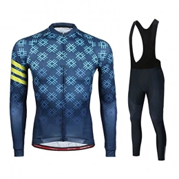 Smiuop Clothing Cycling Jacket Set Unisex, Men's Long Sleeve Polyester Cycling Clothing Set MTB Road Bike Cycling Jerseys Outdoors Thermal Windproof Bike Sportswear Suits（Top+Pants） (Color : B, Size : S)