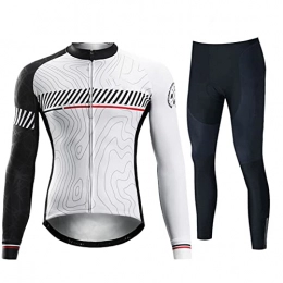 Smiuop Clothing Cycling Jacket Set Unisex, Men's Long Sleeve Polyester Cycling Clothing Set Thermal Riding Cycling Jerseys Full Zip MTB Road Bike Cycle Tops+3D Padded Pants Trousers Suits (Color : A, Size : 4XL)