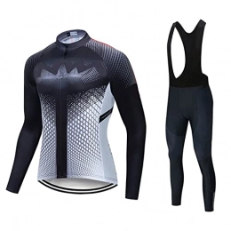 Smiuop Clothing Cycling Jacket Set Unisex, Men's Long Sleeve Thermal Polyester Cycling Jersey with 3D Padded Pants Suits, Full Zip MTB Road Bike Cycling Clothing Set Tight Fitting Sportswear (Color : B, Size : M)