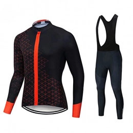 Smiuop Clothing Cycling Jacket Set Unisex, Men's Long Sleeve Thermal Polyester Cycling Suits with 3D Padded Pants Set, Full Zip MTB Road Bike Cycling Jerseys Set Breathable Bicycle Clothes (Color : B, Size : 3XL)