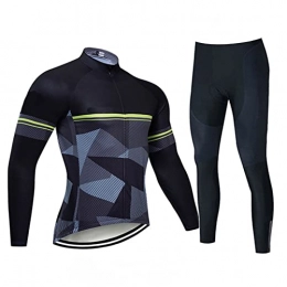 Smiuop Clothing Cycling Jacket Set Unisex, Men's Plus Velvet Cycling Clothing with 3D Padded Pants Suits, Long Sleeve MTB Road Bike Cycling Jerseys Set Thermal Polyester Sportswear (Color : A, Size : XXL)