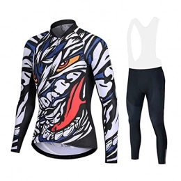 Smiuop Clothing Cycling Jacket Set Unisex, Men's Polyester Cycling Clothing Suits, Winter Long Sleeve Cycling Jerseys with Thermal Lining and Riding Pants Set, for MTB Road Bike Sportswear (Color : C, Size : M)