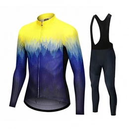 Smiuop Clothing Cycling Jacket Set Unisex, Men's Polyester Cycling Suits Set, Winter Long Sleeve Cycling Jerseys with Thermal Lining and Riding Pants Suits, for MTB Road Bike Sportswear (Color : B, Size : XXL)