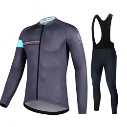 Smiuop Clothing Cycling Jacket Set Unisex, Men's Thermal Polyester Cycling Clothing Kit Winter Long Sleeve MTB Road Bike Cycling Jerseys Windproof Riding Sportswear Suits（Top+Pants） (Color : B, Size : S)