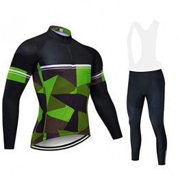 Smiuop Clothing Cycling Jacket Set Unisex, Men's Thermal Polyester Cycling Clothing with 3D Padded Pants Set, Winter Long Sleeve MTB Road Bike Cycling Jerseys Set Breathable Sportswear (Color : C, Size : XL)