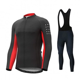 Smiuop Clothing Cycling Jacket Set Unisex, Men's Thermal Polyester Cycling Jersey Suit Winter Long Sleeve Mountain Road Bicycle Clothes Full Zip Breathable Bike Cycling Clothing Padded Pants