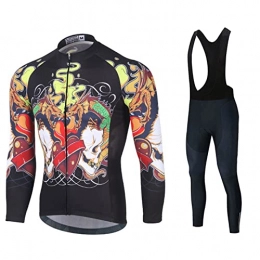 Smiuop Clothing Cycling Jacket Set Unisex, Men's Thermal Polyester Cycling Suits Kit Winter Long Sleeve MTB Road Bike Cycling Jerseys Windproof Riding Sportswear Suits（Top+Pants） (Color : B, Size : 3XL)