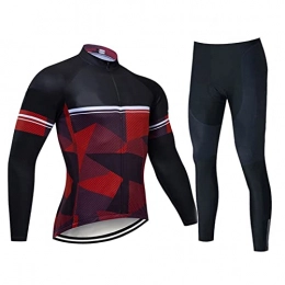 Smiuop Clothing Cycling Jacket Set Unisex, Men's Winter Polyester Cycling Clothing with 3D Padded Pants Set, Long Sleeve MTB Road Bike Cycling Jerseys Set Outdoors Thermal Sportswear (Color : A, Size : 4XL)