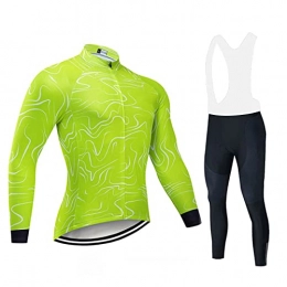 Smiuop Clothing Cycling Jacket Set Unisex, Men's Winter Polyester Cycling Jerseys with 3D Padded Pants Suits, Long Sleeve MTB Road Bike Cycling Clothing Set Outdoors Thermal Sportswear (Color : C, Size : XXL)