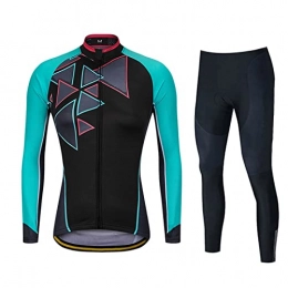 Smiuop Clothing Cycling Jacket Set Unisex, Mens Long Sleeve Polyester Cycling Suits Set MTB Road Bike Cycling Clothing Thermal Windproof Bike Triathon Cycling Jerseys（Top+Pants） (Color : C, Size : M)