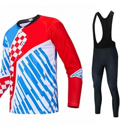 Smiuop Clothing Cycling Jacket Set Unisex, Mens Thermal Polyester Cycling Clothing Set Long Sleeve MTB Road Bike Cycling Jerseys Winter Windproof Bike Triathon Cycling Suits（Top+Pants） (Color : A, Size : 3XL)