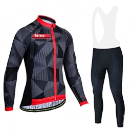 Smiuop Clothing Cycling Jacket Set Unisex, Mens Thermal Polyester Cycling Suits Set Long Sleeve MTB Road Bike Cycling Jerseys Winter Windproof Bike Triathon Cycling Clothing（Top+Pants） (Color : B, Size : 4XL)