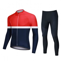 Smiuop Clothing Cycling Jacket Set Unisex, Mens Winter Polyester Cycling Clothing Set Long Sleeve MTB Road Bike Cycling Jerseys Thermal Windproof Bike Triathon Cycling Suits（Top+Pants） (Color : C, Size : M)