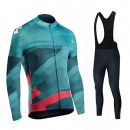 Smiuop Clothing Cycling Jacket Set Unisex, Mens Winter Thermal Polyester Cycling Suits Set Long Sleeve MTB Road Bike Cycling Jerseys Windproof Bike Triathon Cycling Clothing（Top+Pants） (Color : A, Size : S)