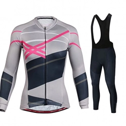 Smiuop Clothing Cycling Jacket Set Unisex, Polyester Thermal Cycling Jerseys Set, Women's Long Sleeve MTB Road Bike Cycling Clothing with Padded Pants Suits Outdoors Breathable Sportswear (Color : B, Size : XL)