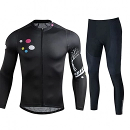 Smiuop Clothing Cycling Jacket Set Unisex, Polyester Thermal Cycling Suits Set, Women's Long Sleeve MTB Road Bike Cycling Jerseys with Padded Pants Suits Outdoors Breathable Sportswear (Color : A, Size : 3XL)