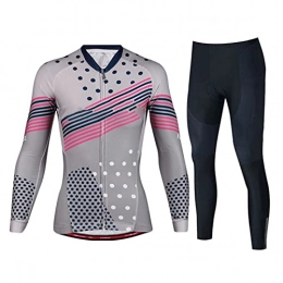 Smiuop Clothing Cycling Jacket Set Unisex, Thermal Polyester Cycling Clothing Suits, Women's Long Sleeve Cycling Jerseys with Warm Lining and Riding Pants, for MTB Road Bike Sportswear Set (Color : A, Size : 3XL)