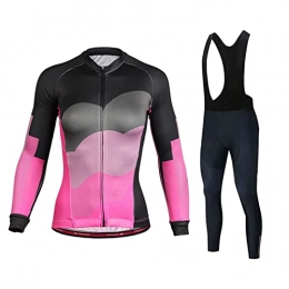 Smiuop Clothing Cycling Jacket Set Unisex, Thermal Polyester Cycling Jerseys Suits, Women's Long Sleeve Cycling Clothing with Warm Lining and Riding Pants, for MTB Road Bike Sportswear Set (Color : B, Size : 3XL)