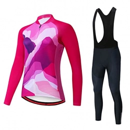 Smiuop Clothing Cycling Jacket Set Unisex, Warm Windproof Women's Cycling Clothing Set, Winter Long Sleeve MTB Road Bike Cycling Jerseys Polyester Riding Triathon Clothing Kit（Top+Pants） (Color : B, Size : S)