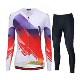 Smiuop Clothing Cycling Jacket Set Unisex, Windproof Thermal Cycling Jerseys Set, Women's Long Sleeve Polyester Cycling Clothing and Riding Pants Suits, for Racing MTB Bike Sportswear Kit (Color : A, Size : 3XL)