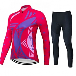 Smiuop Clothing Cycling Jacket Set Unisex, Winter Cycling Jerseys Set Thermal Polyester Long Sleeve Women's Cycling Clothing with 3D Padded Riding Pants MTB Road Bike Bicycle Cycle Tops (Color : A, Size : S)