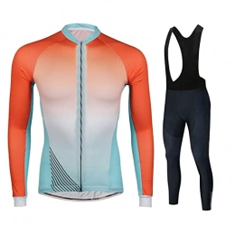 Smiuop Clothing Cycling Jacket Set Unisex, Winter Long Sleeve Cycling Suits Set, Women's Cycling Jerseys with Thermal Polyester Lining and Riding Pants, for MTB Road Bike Sportswear Kit (Color : B, Size : XL)