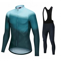 Smiuop Clothing Cycling Jacket Set Unisex, Winter Polyester Cycling Clothing Suits, Men's Long Sleeve Cycling Jerseys with Thermal Lining and Riding Pants Set, for MTB Road Bike Sportswear (Color : B, Size : 4XL)