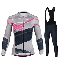 Smiuop Clothing Cycling Jacket Set Unisex, Winter Polyester Cycling Clothing Suits, Women's Long Sleeve Cycling Jerseys with Thermal Lining and Riding Pants, for MTB Road Bike Sportswear Set (Color : B, Size : XXL)