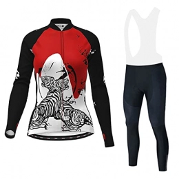 Smiuop Clothing Cycling Jacket Set Unisex, Winter Polyester Cycling Jerseys Suits Women's Long Sleeve Sportswear with Warm Cycle Top+Padded Riding Pants Mountain Bike Clothing Suits (Color : C, Size : XXL)