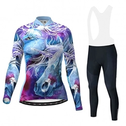 Smiuop Clothing Cycling Jacket Set Unisex, Winter Thermal Cycling Clothing Set Women's Polyester Stretchy Padded Cycle Top+Riding Pants Mountain Bike Clothes Long Sleeve Sportswear Suits (Color : C, Size : M)