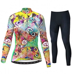 Smiuop Clothing Cycling Jacket Set Unisex, Winter Thermal Cycling Jerseys Set Women's Polyester Stretchy Padded Cycle Top+Riding Pants Mountain Bike Clothing Long Sleeve Sportswear Suits (Color : A, Size : XL)