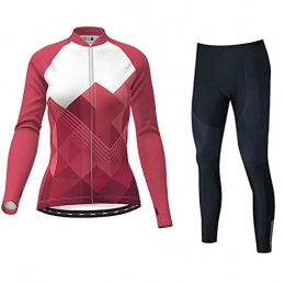 Smiuop Clothing Cycling Jacket Set Unisex, Winter Thermal Cycling Suits Set Women's Polyester Stretchy Padded Cycle Top+Riding Pants Mountain Bike Clothing Long Sleeve Sportswear Suits (Color : A, Size : L)