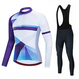 Smiuop Clothing Cycling Jacket Set Unisex, Winter Thermal Polyester Cycling Clothing Tops+Riding Pants Set for Women's, Long Sleeve Cycling Jerseys for MTB Bike Biking Sportswear Suits (Color : B, Size : M)