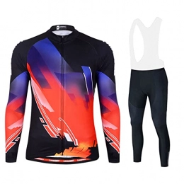 Smiuop Clothing Cycling Jacket Set Unisex, Women's Cycling Clothing Set, Winter Long Sleeve Cycling Jerseys with Thermal Polyester Lining and Riding Pants, for MTB Road Bike Sportswear (Color : C, Size : 3XL)