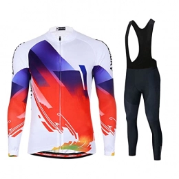 Smiuop Clothing Cycling Jacket Set Unisex, Women's Cycling Jerseys Set, Winter Long Sleeve Cycling Clothing with Thermal Polyester Lining and Riding Pants, for MTB Road Bike Sportswear (Color : B, Size : M)