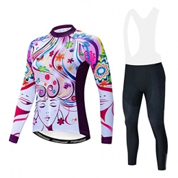Smiuop Clothing Cycling Jacket Set Unisex, Women's Cycling Suits Bike Long Sleeve Set Thermal Polyester Cycle Tops+Padded Riding Pants Suits Full Zip MTB Road Bicycle Cycling Jerseys (Color : C, Size : L)