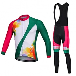 Smiuop Clothing Cycling Jacket Set Unisex, Women's Cycling Suits Set, Long Sleeve Thermal Polyester Cycle Tops+Riding Pants Set, MTB Road Bike Cycling Jerseys Breathable Sportswear (Color : B, Size : XL)