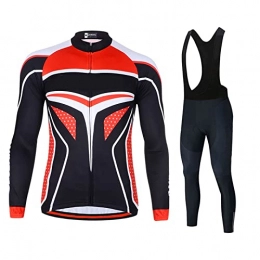Cycling Jacket Set Unisex, Women's Cycling Suits Set,Winter Long Sleeve Cycling Jerseys with Thermal Polyester Lining and Riding Pants,for MTB Road Bike Sportswear Suits (Color : B, Size : M)