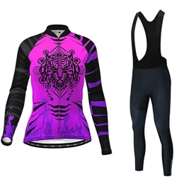 Smiuop Clothing Cycling Jacket Set Unisex, Women's Cycling Suits Set Winter Thermal Stretchy Padded Cycle Top Trousers Pants Mountain Bike Clothing Long Sleeve Full Zip Sportswear (Color : B, Size : XL)