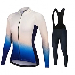 Smiuop Clothing Cycling Jacket Set Unisex, Women's Long Sleeve Cycling Clothing with 3D Padded Bib Pants Trousers Kit, MTB Road Bike Cycling Jerseys Thermal Polyester Sportswear Set (Color : B, Size : 3XL)