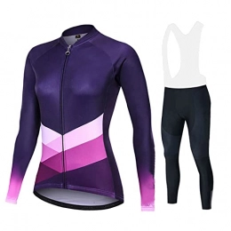 Smiuop Clothing Cycling Jacket Set Unisex, Women's Long Sleeve Cycling Jersey with 3D Padded Bib Pants Trousers Kit, Outdoors MTB Road Bike Cycling Clothing Thermal Polyester Sportswear Set (Color : C, Size : 3XL)