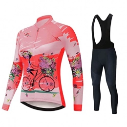 Smiuop Clothing Cycling Jacket Set Unisex, Women's Long Sleeve Cycling Jerseys Thermal Polyester Cycling Clothing Set Windproof MTB Bike Jacket Outdoors Riding Bicycle Sportswear Suits (Color : B, Size : L)