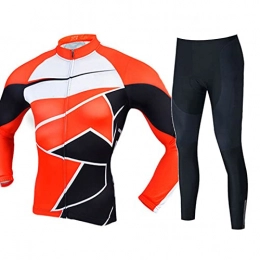 Smiuop Clothing Cycling Jacket Set Unisex, Women's Long Sleeve Cycling Suits Set Winter Thermal Polyester Cycling Jerseys with Padded Pants Suits, Outdoors MTB Road Bike Sportswear (Color : A, Size : 3XL)