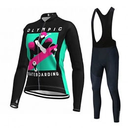 Smiuop Clothing Cycling Jacket Set Unisex, Women's Polyester Cycling Suits Winter Long Sleeve Sportswear Bike Warm Cycle Tops+Riding Pants Set MTB Road Bicycle Cycling Jerseys Suits (Color : B, Size : M)